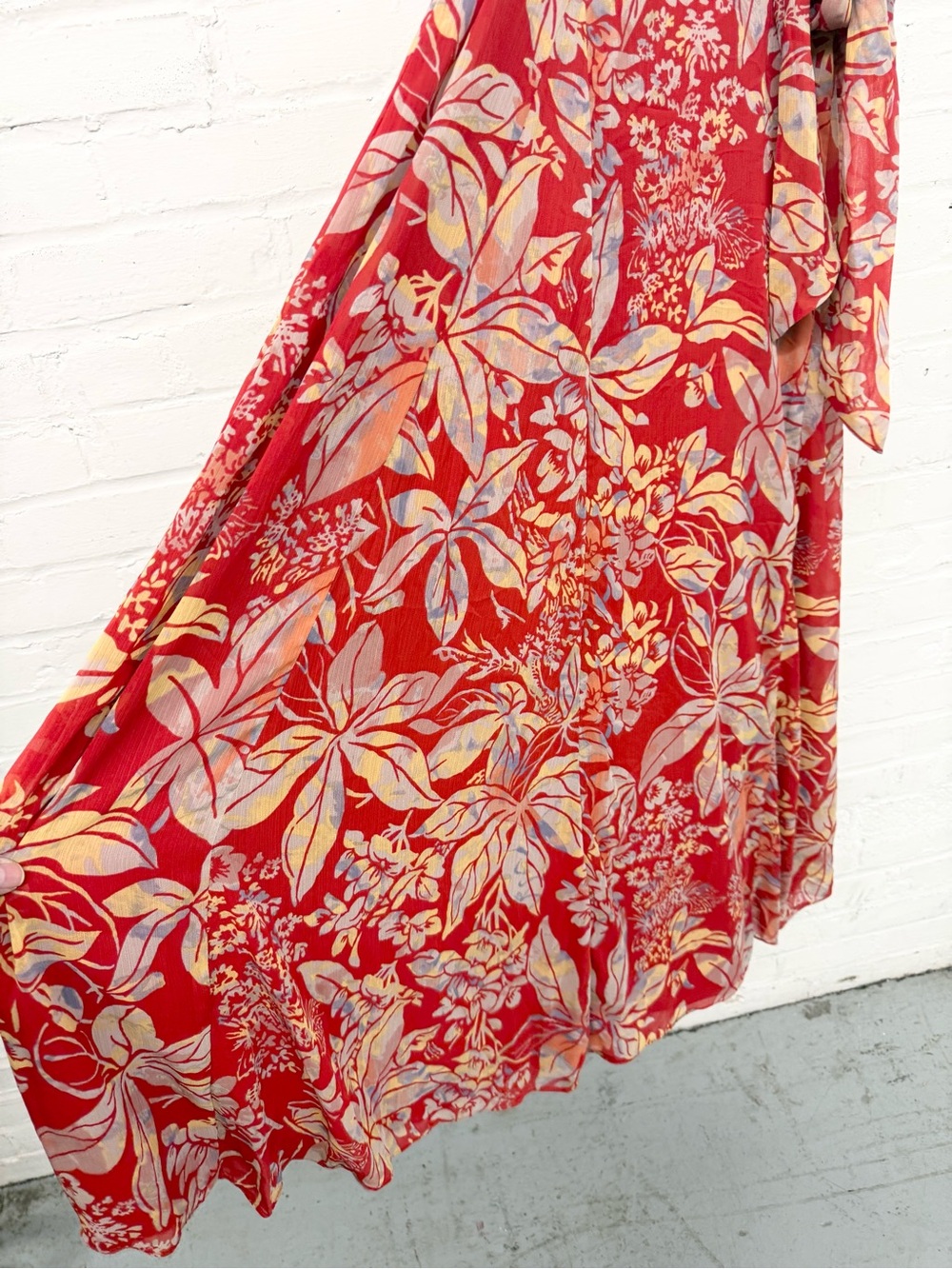 NWT Lauren Ralph Lauren Red Floral Printed Empire-Waist Belted Maxi Dress - Picture 6 of 10